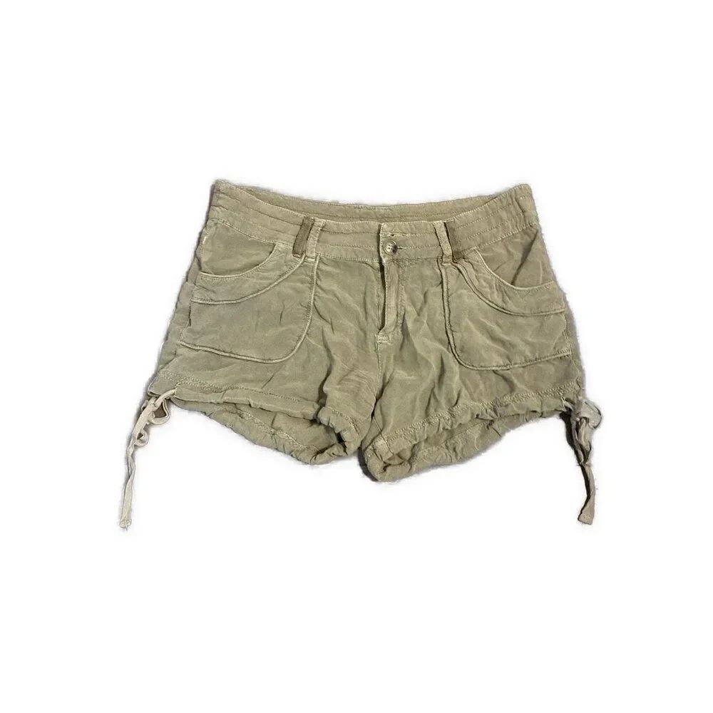 Vintage Havana Solid Olive Green Rayon Casual Cargo Shorts Medium